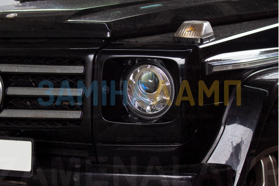 MERCEDES-BENZ GELANDEWAGEN заміна штатних лінз на Hella 5 Blue