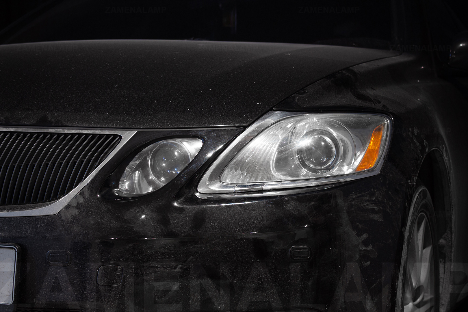 Зовнішній вигляд лівої фари Lexus GS ПІСЛЯ встановлення біксенонових лінз Hella 5
