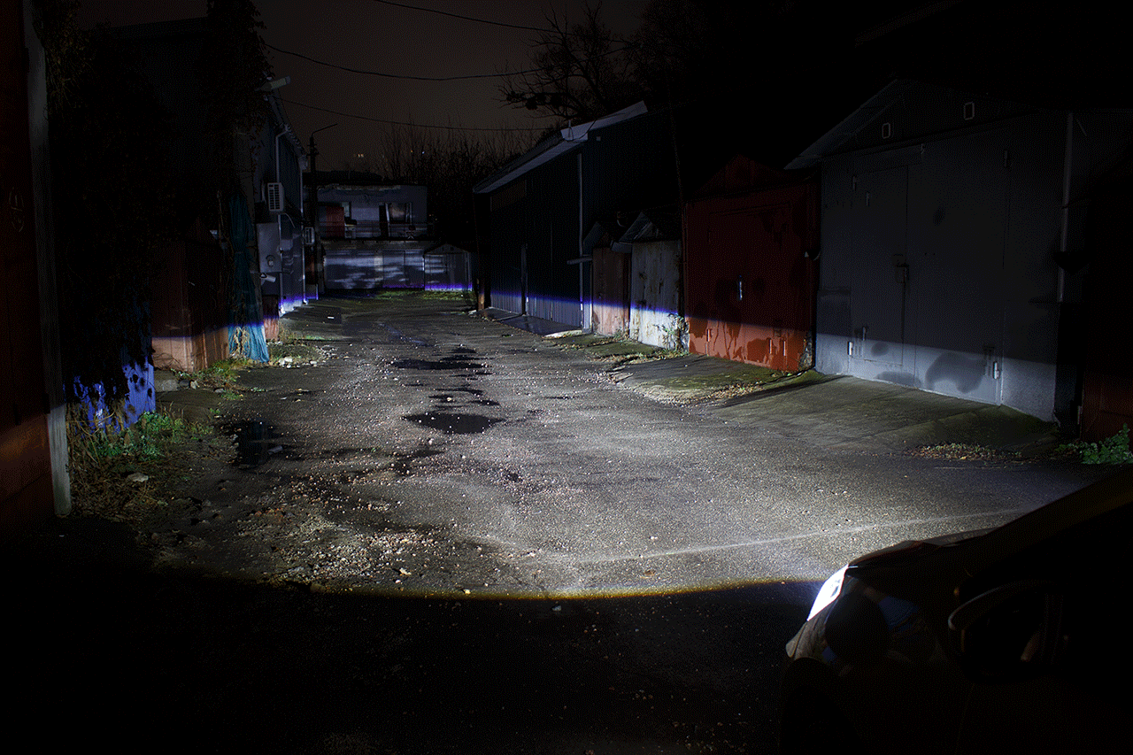 Ближнє та дальнє світло фар Volkswagen UP ПІСЛЯ встановлення світлодіодних лінз Bi-Led T-Rex One Pro